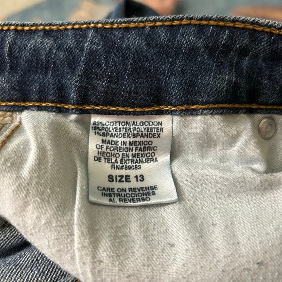Y2K LEI Midrise Bootcut Blue Jeans Juniors Size 13 Medium Wash Faded Stretch - Picture 5 of 7